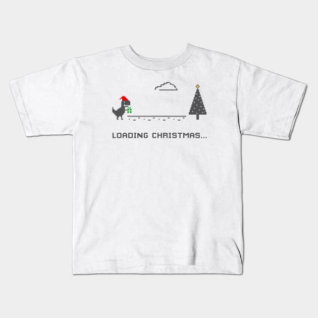 Loading Christmas T-Rex Offline Kids T-Shirt by Mara Escalante